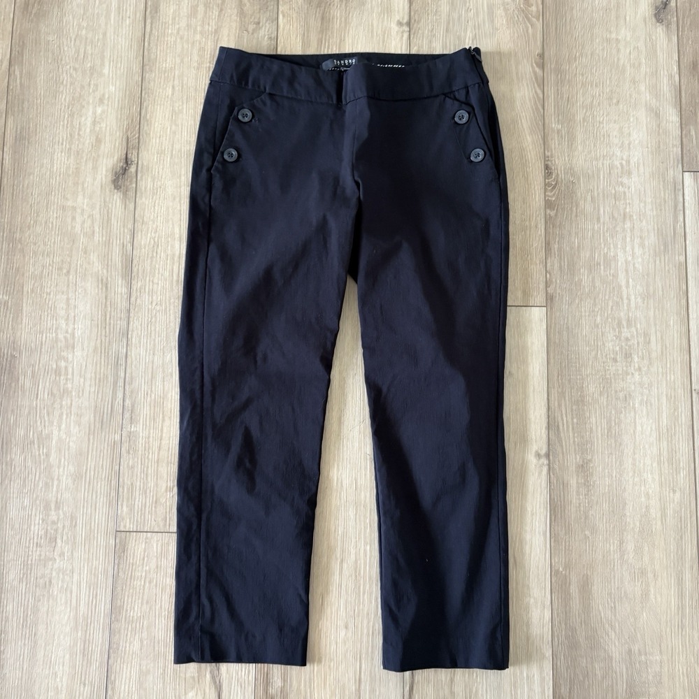 Women's Sandro Black Button Size Zip Capri Cropped Slacks Pants Sz 4